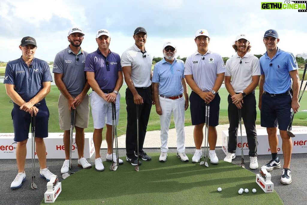 Tiger Woods Instagram - Scenes from an eventful Tuesday at the #HeroWorldChallenge benefitting @tgrfound. Thanks to Dr. Munjal and @officialtommyfleetwood @max.homa @billyho_golf @joohyungkim0621 @justinthomas34 for joining me at the Hero Shot. Congrats to @mattfitz94 on the win!