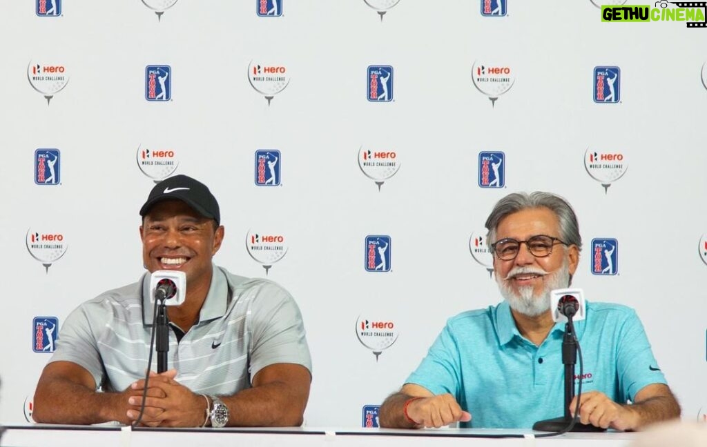 Tiger Woods Instagram - Grateful to reunite with my friend Dr. Munjal at the #HeroWorldChallenge in Albany. Our partnership with @heromotocorp has been truly special, and we're thankful for your unwavering support with the increased purse size, making this event even more thrilling.