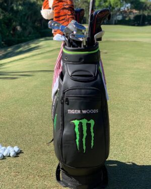 Tiger Woods Instagram - Decided to take out the bag today in honor of Masters week. Thanks @monsterenergy for this special one. #CrushQuarantine #MonsterEnergy
