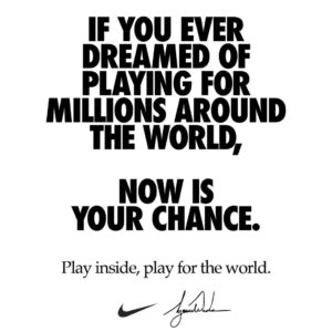 Tiger Woods Instagram - Now, more than ever, we are one team. #playinside #playfortheworld