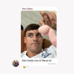 Tom Daley Instagram – The things I send 😂… head to the link in stories to have a go making these crotchy crochets! 👀