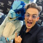 Tom Fletcher Instagram - Book signing 1 of the day done! Thanks to everyone who came to @piccadillywaterstones to get A Christmasaurus Carol signed. Special shout out to Lucy and this amazing Christmasaurus costume! 🤘🎄