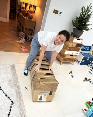 Tom Fletcher Instagram - Look how happy she is that the tree is down. And yes, I think it’s time to invest in a new Christmas tree box.