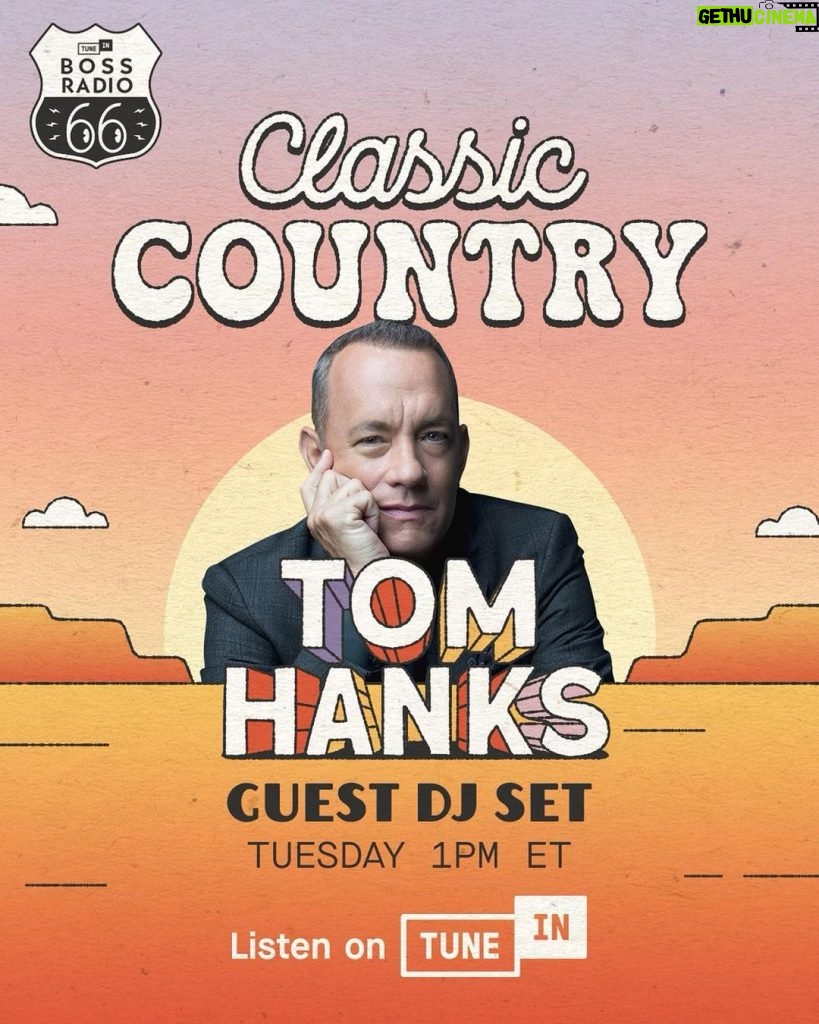 Tom Hanks Instagram - Hey! Turn your radio on! Hanx @tunein @bossradio66