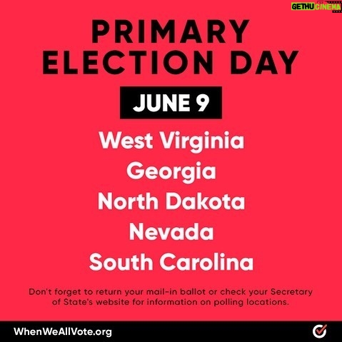 Tom Hanks Instagram - Who's voting in Georgia? In Nevada? In South Carolina? In West Virginia? In North Dakota? The Primaries are here! Turn in those Mail-in Ballots. Hit the Polling Places. Check your Secretary of States Websites. Vote! Real friends make sure their friends…VOTE! Hanx WhenWeAllVote.org