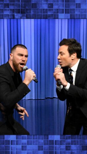 Travis Kelce Instagram - @killatrav sings his pump-up song, “Fight For Your Right” by the @beastieboys! #FallonTonight