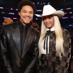 Trevor Noah Instagram - I wouldn’t dare try to sum up my #GRAMMYs night by just posting a pic with @jayz & a pic with @Beyonce! Soooo… here are TWO pics with @JayZ & TWO with @beyonce! 🙌🏽🙌🏽🔥😂 📸: @kevinmazur @gettyentertainment Crypto.com Arena
