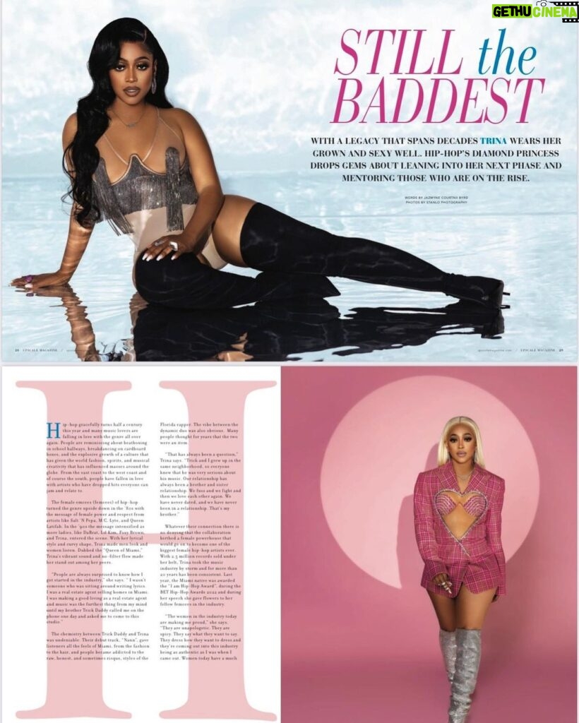 Trina Instagram - 🥰 Cover Story presented by @UpscaleMagazine : The Miami Queen still reigns supreme, as the Baddest B! In an exclusive interview with Trina she talks Legacy, Business, and what 50 years of Hip-Hip means to her. Photographer @stanlophotography MUA @thefashionistis Hair @_lauralove Wardrobe Styling TRINA Writer: @she.me.her_jazz Upscale Rep: @jonellprbrand Trina’s PR Rep: @aleeshacpr #TrinaRockstarr #RMG #UpscaleMagazine #HipHop ✨🧡🥹💜🥳💙✨