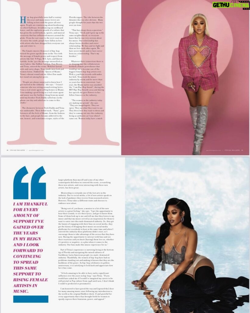 Trina Instagram - 🥰 Cover Story presented by @UpscaleMagazine : The Miami Queen still reigns supreme, as the Baddest B! In an exclusive interview with Trina she talks Legacy, Business, and what 50 years of Hip-Hip means to her. Photographer @stanlophotography MUA @thefashionistis Hair @_lauralove Wardrobe Styling TRINA Writer: @she.me.her_jazz Upscale Rep: @jonellprbrand Trina’s PR Rep: @aleeshacpr #TrinaRockstarr #RMG #UpscaleMagazine #HipHop ✨🧡🥹💜🥳💙✨