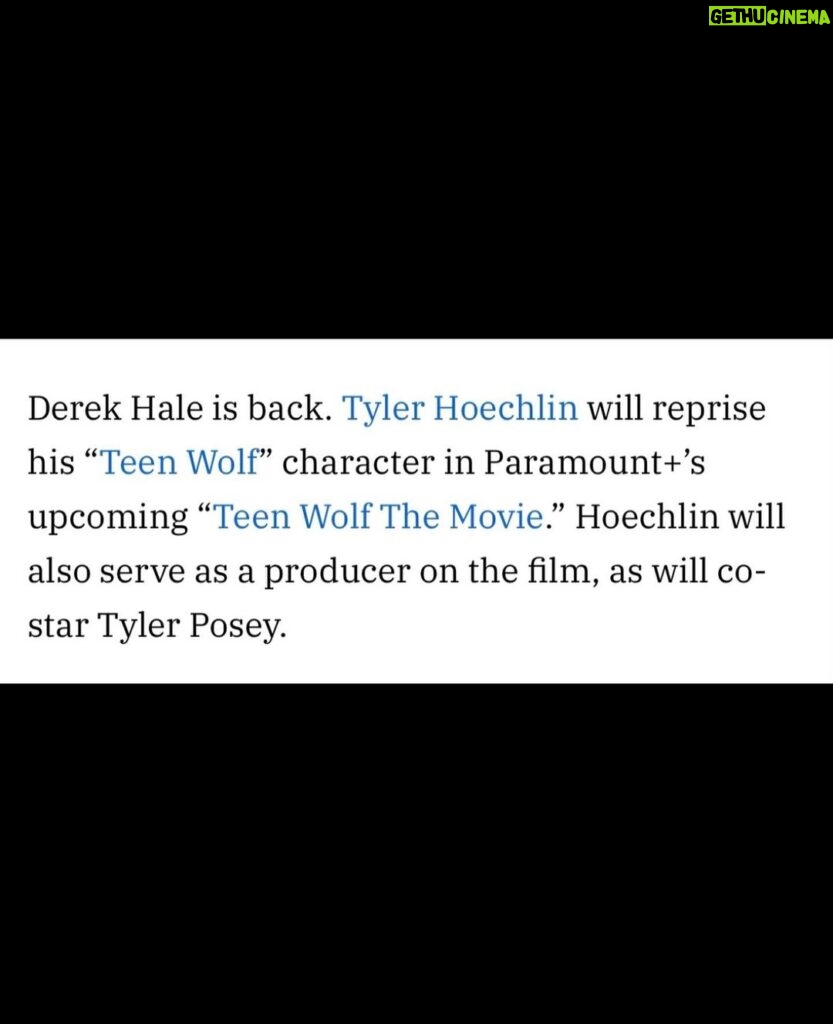 Tyler Hoechlin Instagram - “Derek Hale is back.”