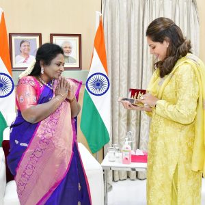 Upasana Kamineni Instagram - Met with the Honorable Tamilisai Soundararajan Garu, the esteemed Governor of Telangana. Getting a deeper understanding of what she is doing for tribal welfare has really touched my heart.❤️ 
Kudos to u Ma’am, for your remarkable work. 🙏🏼✨
@tamilisaisoundararajan 
#tribalwelfare #telanganagovernor