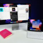 Valentin Petukhov Instagram - iPad Pro M1 12.9 + iPad Magic Keyboard + Studio Display + iPadOS 16 + Stage Center = вот такая красота. Зачем Apple костылями пытается iPad превратить в MacBook решительно непонятно. Об этом в сегодняшнем видео.