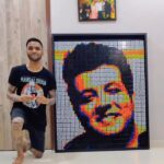 Varun Sharma Instagram - Thaaaank you so much for this @thetattooedindian Thank you for putting in so much effort and all the Love ❤️🫶 Reposted from @thetattooedindian • Celebrating 10 years of @fukravarun in the Bollywood Industry with this Rubik’s Cube Mosaic Portrait using 480 3 x 3 Standard Sized Rubik’s Cubes. 5 hours of work in total for this 4.6ft x 3.6ft Artwork. Let me know your favorite Varun Sharma moment from these 10 years in the comments. Special thanks to @varunsharmafanclub #10YearsOfVarunSharma #fukravarun #varunsharma #varunsharmafans #thetattooedindian