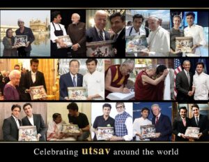 Vikas Khanna Instagram - Holy Godddd. 
Jan 15th, 2010 I submitted UTSAV - A Culinary Epic of Indian Festivals to Bloomsbury Publishing. 
I remember taking 2400 pages of research-recipes-images-notes to the London office in 2 big suitcases. 

Nothing in history of cookbooks anything like this was conceived or created before. 1,200 pages of India’s celebrations. And showed the first copy to @virsanghvi at Leela, Delhi. 

The book was launched at Cannes Film Festival, India Pavilion. France. 

And later custom made copies were presented to 
1. My Maa ❤️
2. Honorable PM of India Shri Narendra Modi ji 
3. United States President Joe Biden 
4. Pope Francis 
5. Mark Zuckerberg 
6. Queen Elizabeth 
7. United Nations Secretary General Ban Ki-Moon 
8. HH the Dalai Lama 
9. Former President Barack Obama 
10. Shah Rukh Khan 
11. Lata Mangeshkar ji 
12. Amitabh Bachchan 
13. Former President Bill Clinton 
14. Canadian Prime Minister Justin Trudeau 

No one should define our limits…..so many people around the World said that it’s not possible. But we did it. 

LETS GO INDIAAAAA. ❤️🇮🇳 🌎
