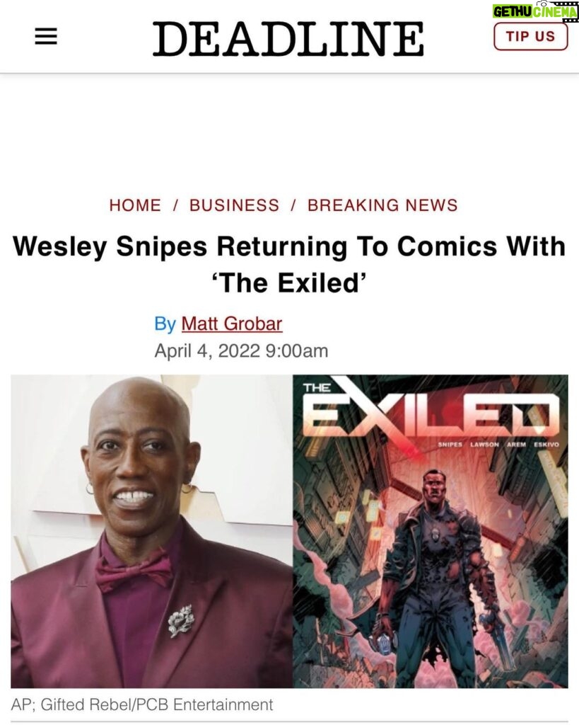 Wesley Snipes Instagram - Let’s talk “The Exiled”… Visit @deadline to read article or check out my story now for link. #TheExiled #Deadline #daywalkerklique #comics