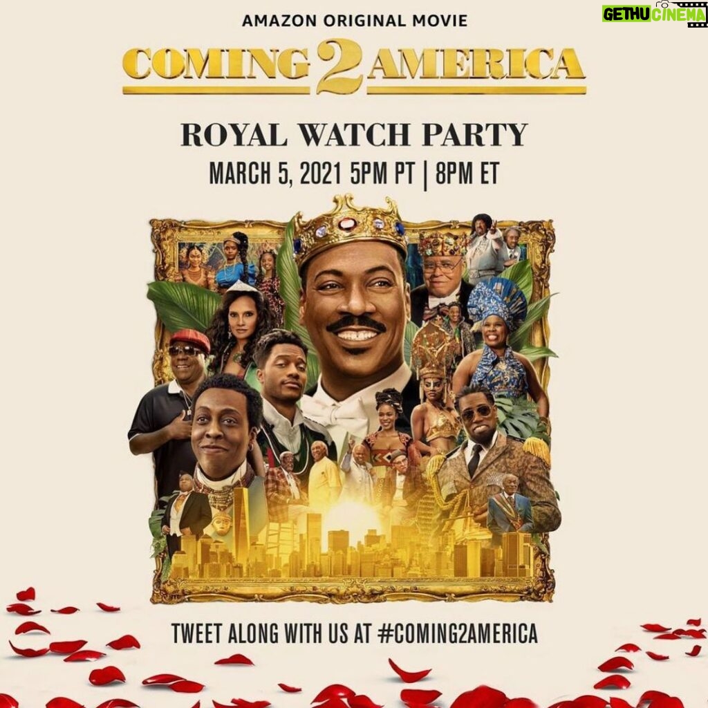 Wesley Snipes Instagram - A party fit for KINGS & QUEENS! 👑Listen, we're throwing a watch party that YOU & all your royal fam are invited to! The party starts this Friday, March 5 at 5PM PT/8PM ET. Join the conversation with #Coming2America & YES, I will be on Twitter, FB and IG talking directly to you & I can’t wait for your photos too😂 it’s going to be a GREAT royal event. @zamundaroyals @amazonprimevideo