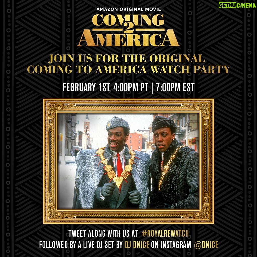 Wesley Snipes Instagram - You’re invited to the watch party👑 Turn the movie on and let’s chat via Twitter! I’m bringing the popcorn 🍿for the movie and you bring ya dance shoes for the after party with @dnice! (TWITTER: Wesley Snipes) #RoyalWatch @amazonprimevideo @zamundaroyals