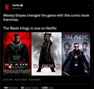 Wesley Snipes Instagram - Who’s watching? #Blade #DayWalkerKlique