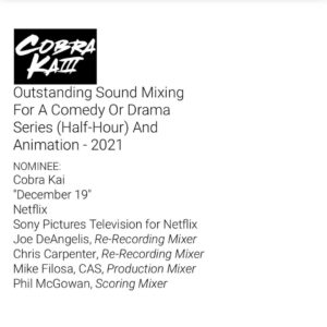 William Zabka Instagram - So proud of our team! What a ride #CobraKai #emmynoms #emmys2021 👊🏻🦅