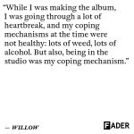 Willow Smith Instagram - @willowsmith’s fifth album, , drops tomorrow. In the leadup to its release, she spoke to The FADER’s @jiggygya about detachment, growing pains, her new recording process, and how she’s finally entering her villain era. 🔗 in bio for full interview. Photos by Dana Trippe.