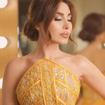 Yara Instagram - Glowing in 🧡 ✨ Dressed by @charbelzoecouture Jewlery: My collection #LoveMeLoveMeNot 🌼 @samrajewellery Makeup: @alberto_makeup Hair: @wassimsteve Contact lenses: My collection “DOVE GRAY” @samacontactlens 👁 Thanks @rashidalsaeed #Yara | #يارا United Arab Emirates