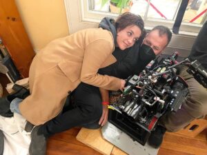 Zach Braff Instagram - Slide one: Florence giving our legendary cinematographer, Mauro Fiore, a cuddle. 
Slide two: Florence giving Billie a cuddle after an exhausting day.