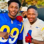 da'Vinchi Instagram - #crenshaw showed out! And took the W Last night ! Let’s go @brezofficial !! 🔥🔥 @yg was salty 😂 @rams #ramscamp #allamerican Los Angeles, California