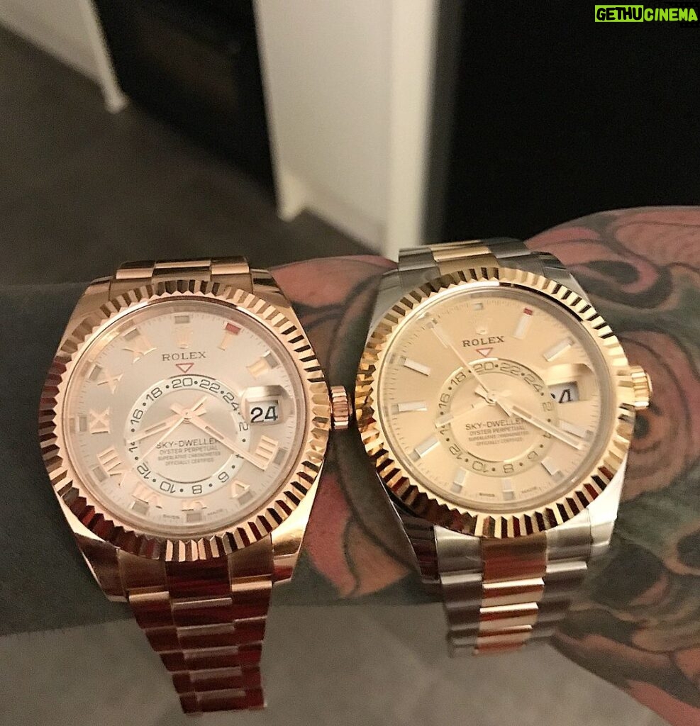 Aaron Chalmers Instagram - Another day another dweller #rolexgang massive thank you to @thediamondboxuk for sorting me the Bi-metal skydweller to add to the watch collection!! Can't wait for the chain delivery also 😍