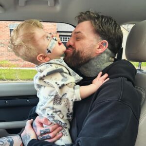 Aaron Chalmers Instagram - Cuddles with my little man ❤️ look at that beautiful little smile 😍