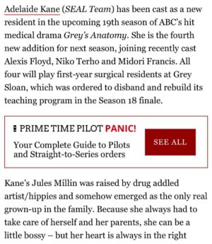 Adelaide Kane Instagram - I’m not a doctor, but I play one on TV! So hyped to be a part of such a historic series!!! Can’t wait to be covered in fake blood and bodily fluids on a daily basis 😂 tysm! @greysabc