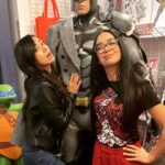 Aimee Garcia Instagram - HAPPY BIRTHDAY to the smartest, biggest-hearted, talented (and snarkiest 🖤) woman I know @theajmendez You are a one-of-kind and I’m lucky to have such a fierce, loyal, scrappy fighter & fellow nerdy Latina by my side. So glad you were born. The world is better because you’re in it 🖤 Love ya girl 🎂🎉🎈(PS. Batman looks a little pissed w us 😬)