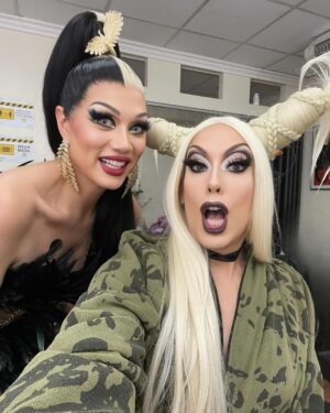 Alaska Thunderfuck Instagram - Mabu-hieeee! 
It was an honor joining my sister @ManilaLuzon this week on @dragdenph 🇵🇭

I had an incredible time experiencing the exquisite drag of the Philippines and I implore you to watch and get to know the fierce divas of season 2 💙

Witch buns by @outfitterswig 
Styled by @geejocson
Digital Oasis Dress from @dot_archives
Leather Spiked Belt from @thianrodriguezmnl