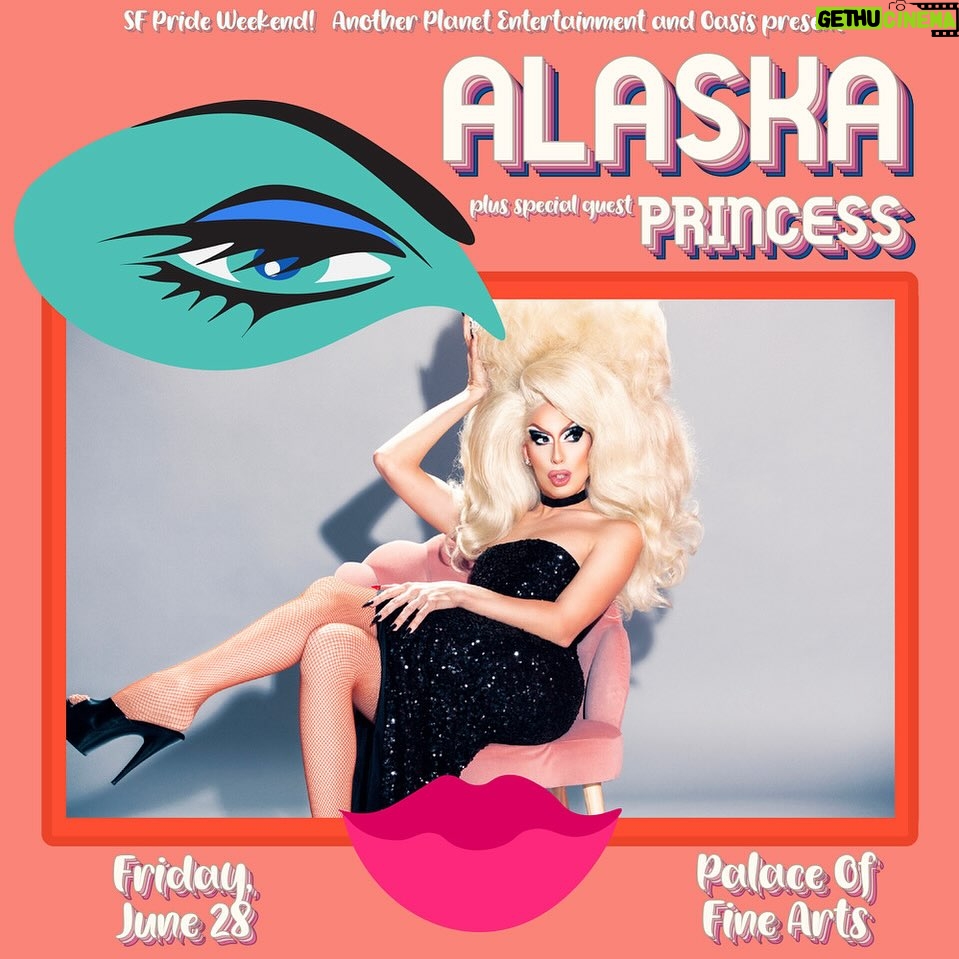 Alaska Thunderfuck Instagram - Attention San Francisco - I am so excited to be returning to the stunning @palaceoffineartstheatre June 28th to kick off pride weekend 🏳️‍🌈 Tickets are available using the link in my bio 🎟️ See you there 💖
