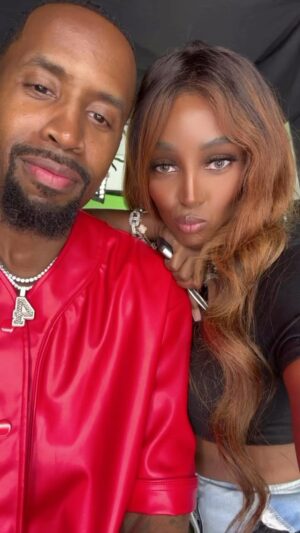 Amara 'La Negra' Instagram - @Safaree and I We have a Big! A HUGE Surprise for y’all! 🤫 By the Way did you Checkout our Music Video #Safari Download now! (He is singing my song #INSECURE 👈🏾 check that out too by @amaralanegraaln )