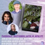 Anjali Bhimani Instagram - Looking forward to chatting with @maudesbookclub on Tuesday in honor of the Soldier of Ages - Book One: Tettenhall launch! @chris.edgerly has written a beautiful novel and I’m so proud to get to be a part of getting it out into the world. And any chance to talk books (or really anything) with @maudegarrett is a win. Join us Tuesday 10/24 on Twitch for launch day goodness for Soldier of Ages, and sign up at RoadtoIthaka.com/SOA before then to get notified when the book is launched along with info about giveaways and new Road to Ithaka Press news! See you Tuesday! #booklaunch #bookstagramcommunity #newbooks #newauthor #roadtoithaka #chrisedgerly #anjalibhimani #maudegarrett #publishing #bookclubsofinstagram