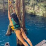 Anjali Bhimani Instagram - One way to leap in this Leap Day! #tbt #throwbackthursday #throwback #leapday #leapday2024 #anjalibhimani Hacienda Oxmán Cenote