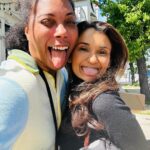 Anjali Bhimani Instagram - When you head to breakfast to fill up your belly and @quiddie fills up your whole heart. Happy #tongueouttuesday loves! (PS Coffee and magic plans were both a-brewin’…stay tuned.) #aabriaiyengar #anjalibhimani #d20 #criticalrole #tongueout #ttrpg #dungeonmaster #gamemaster Aeirloom Bakery