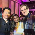 Anjali Bhimani Instagram - What a joy and injection of food for the soul last night at the @asiasocietyla ‘s Game Changer Awards. Just a few of the highlights (because we didn’t get nearly all of it on camera!) 1-2: Proof I can’t give a speech or tell a story without waving my hands around in excitement 3: The honorees and presenters including @therealshannonlee and the cast of Warrior , @beherelater the creator of BEEF, the team from #GodzillaMinusOne, and the gorgeous @katie_soo who spearheads the Asia Society and blows my mind. 4 & 5: A little red carpet love with more of Mom’s baller Indian jewelry that she passed down to me years ago 6: With our boy @steveyeun who I still can’t help texting every time I see him crushing it onscreen (so he gets a lot of texts) 7: With @anderson._paak who is so magnificent and such an inspiration I can’t figure out how to describe him in this picture 8: Anjali, tell us about your entire career in 10 seconds or less in a way every Asian actor can relate to…🤩 And thanks as always to @michelle.borbolla for the glam magic! #asiasociety #gamechanger #southasian #womensupportingwomen #anjalibhimani #andersonpaak #stevenyeun Skirball Cultural Center
