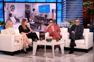 Annie Murphy Instagram - Well, it happened. I taught @instadanjlevy how to eat his finger on @theellenshow and then our faces fell off. I can die a happy woman.