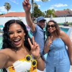 Bianca Crawford Instagram - 🌻🌻 Parents. Friends… and BABIES! Because family is everything. Swipe to slide 4 to see a picture of me with a baby… don’t I look good? 👀👀👀 This episode was a lot to unpack in a fun way. Overworking, burn out, over achieving, relationship with food, communicating, safe spaces, support, family, balance. Listen to your body. Focusing on your mental health. Lean on your support system. Sometimes, you have to decide you aren’t a superhero and stop trying to do it all. Sometimes, you need to rest. You need family. You need friends. You need good food. You need fun. And you need matching sunflower shirts and a baby. My type of self care. #LOVEandWWE #biancaandmontez #hulu