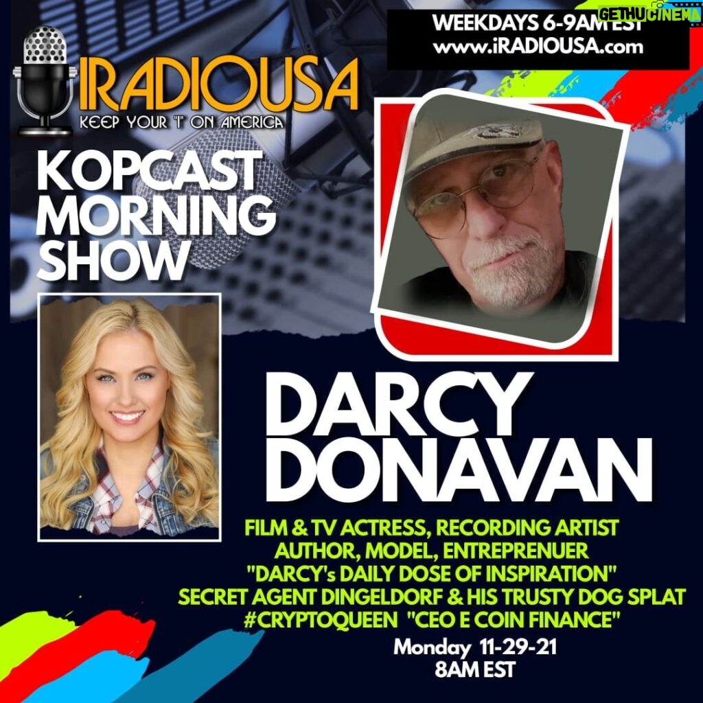 Darcy Donavan Instagram - Tune in tomorrow for my interview on @iradiousa on Nov 29th at 8am EST! iradiousa.com We had fun talking about my book "Darcy's Daily Dose of Inspiration", my new movie @secretagentdingledorfmovie, becoming CMO of @ecoin.finance and investing in #FlavorsBSC, #xMooney & #Safemoon