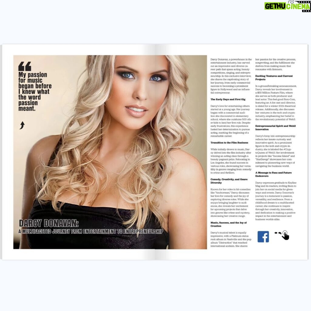Darcy Donavan Instagram - Hi Luv's, ❤️💙 l was just featured on the front cover of the @keylinemag magazine for the month of March.🥳💯‍🔥 @keylinemag is such an incredible magazine, and I highly enjoyed interviewing with them! 👍👏💐 You can click the link below to read my article, as well as all of the other Celebrity Interviews from their past editions. I would love it if you commented below to let me know what you think!🎉💜💖💝 Love you all, and have a FABULOUS day! 😘💗💜 https://www.keylinemagonline.com/keyline-mag #KeylineMag #magazine #magazinecover #celebrityfashion #edititorial #media