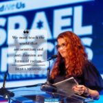Debra Messing Instagram - I had a very special few days in Los Angeles. I was honored with the “Guardian of Israel” Award at the @standwithus International Summit. It was a gathering of 500 high school and college student leaders from all over the globe; Brazil, Germany, South Africa, Canada, etc. I was reunited with my travel mates to Israel, @brettgelman and @witchofthewestcoast who had a very powerful conversation with @mrmichaeldickson. I was surrounded with love from friends and chosen family, and the highlight was hearing @fiveforfightingmusic speak about his allyship with the Jewish people, and the incredible song he wrote, “OK.” If you haven’t heard it, check out the music video on his IG account. It was the first time in a very long time that I had reason to put on a dress and get beautified. Thank you @elaineoffers and @rodortegahairstylist I was also able to pop in and meet a group of beautiful 12 yr old survivors from Kibbutz Shuva, who were in LA for a healing retreat provided by @mamannonprofit and @waldorfbevhills and given a wellness day with meditation, sound baths, and therapeutic art. They have been through the unimaginable and they were weary but brave and grateful. And finally, I had the honor of hosting a book party for @sharonbrous to discuss her beautiful, healing book “The Amen Effect.” She mesmerized the attendees and left us all uplifted. I highly recommend her book. Full speech to come! #standwithus #healing #peace