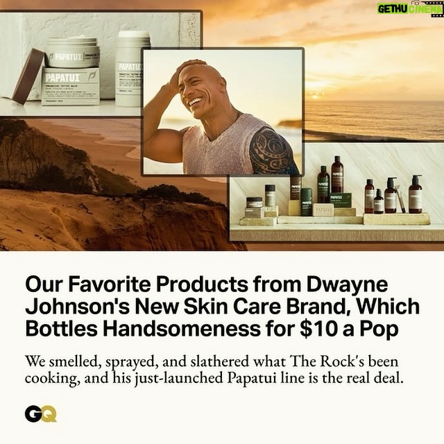 Dwayne Johnson Instagram - Thank you @GQ 🥂 @PAPATUI_ is the real deal. My intention wasn’t to “bottle handsomeness” 🥰 but I did want to bottle premium formulations that were/ ✅ Cruelty free ✅ Sulfate free ✅ Paraben free ✅ Phthalate free And deliver every product for under $10 bucks. And of course, fragrances must smell AMAZING 🤩 Enjoy! ~ papa t PapaTui.Com Target.Com/PAPATUI 🔗 link in bio ☝🏾 Available in ALL @TARGET stores 🎯