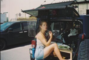 Emily Bett Rickards Instagram - Today I am without words. Thank you so much to everyone who has supported me, raised me and been witness to this life, thank you. As direct as I am able to be, creative expression takes hold in any way you let it… For me it is the elixir of life meaning: I can not be of service to my family without it.  @kissxclub is a new elixir for me, but it is a way of expressing my authenticity and therefore I feel vulnerable and inspired. 
More simply. 
Thank you. 
You are my Club. I am so grateful.. And I hope you find a home here. 
This is real life footage of me working on @kissxclub and eating lunch out of the back of my house/jeep.