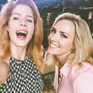 Emily Bett Rickards Instagram - The real world Bethany Snow @keriadamslife is a full on dream boat 😍 and superhero 💪 . Thanks for having me on your turf to chat #REBORNING - OPENING TONIGHT at The Annex! Link in bio for tickets🤩💕🙋🏼‍♀️