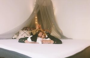 Emily Bett Rickards Instagram - Don’t worry I’m good here. I’ve found my true happy place in this cloud fortress! Thank you @casper for the gift! (Never leaving this bed please bring food)