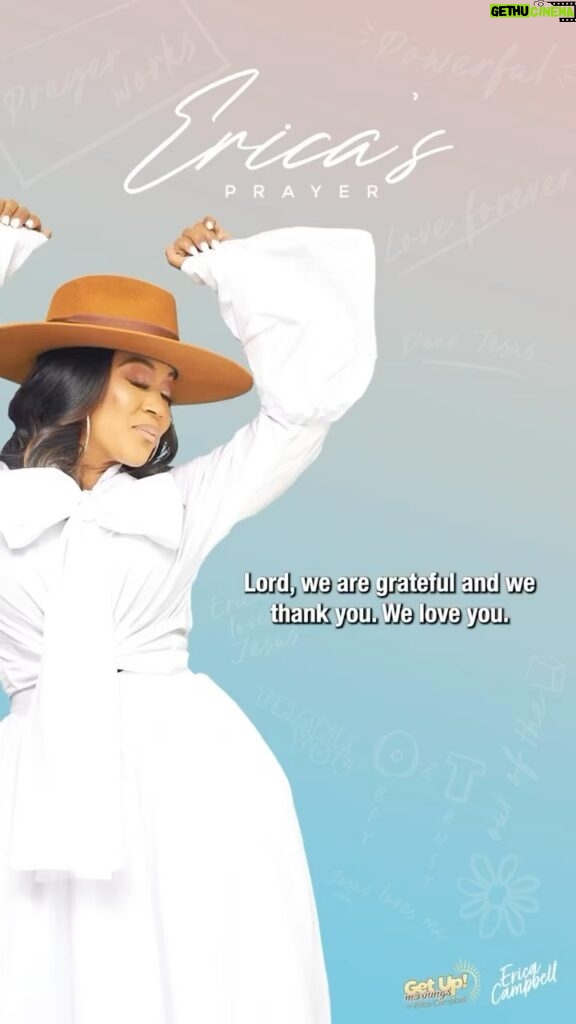 Erica Campbell Instagram - Remember the great things that God has done, to remind ourself that he’s been faithful, he’s been kind, and he’s been true. We love you. We praise you. We bless you, and we thank you. #EricaCampbell #EricasPrayer #GetUpErica