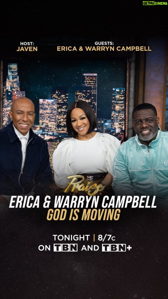 Erica Campbell Instagram - Check out @warryncampbell and I tonight on @tbn Praise! We had such a wonderful time with @javenonline discussing worship, answering the call of ministry and trusting God. ❤️ You don’t want to miss it! Check your local listings and be sure to tune in! 📺 #EricaCampbell #WarrynCampbell #TheCampbells #TBN #Praise