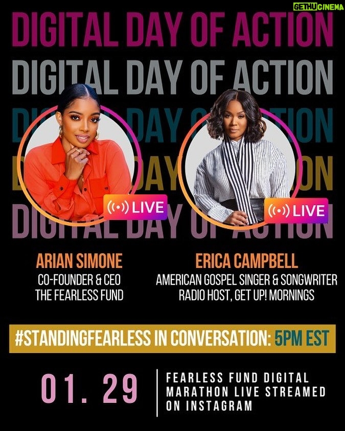 Erica Campbell Instagram - Catch me #StandingFearless live on Instagram this Monday with @fearless.fund Co-founder and CEO @ariansimone! For Digital Day of Action, we’ll be discussing what’s at stake in their upcoming court case, shaping the future of diversity, equity, and inclusion. Digital Day of Action is a digital marathon of live conversations. Thought leaders and respected influencers from various fields will join Fearless Fund Co-founder and CEO Arian Simone to discuss the importance of #StandingFearless with the Fearless Ecosystem ahead of their historic court case on Wednesday, January 31st.  #EricaCampbell #ArianSimone #StandingFearless
